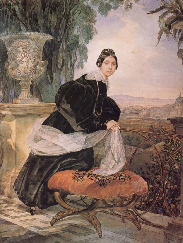 Karl Briullov Princess yelizaveta Saltykova on a balcony Spain oil painting art